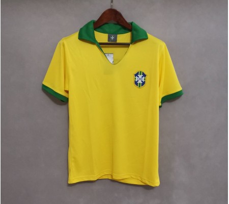 Brazil 1957 Home Yellow Soccer Jersey